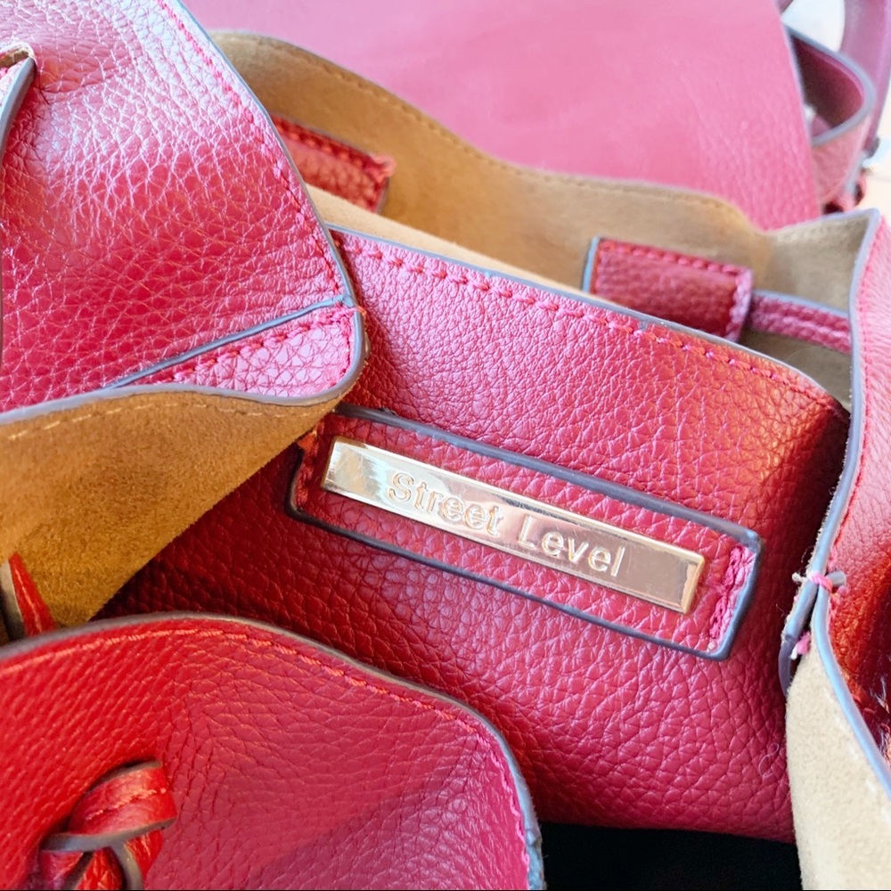 STREET LEVEL by ASOS Red Leather Backpack - Picture 7 of 8